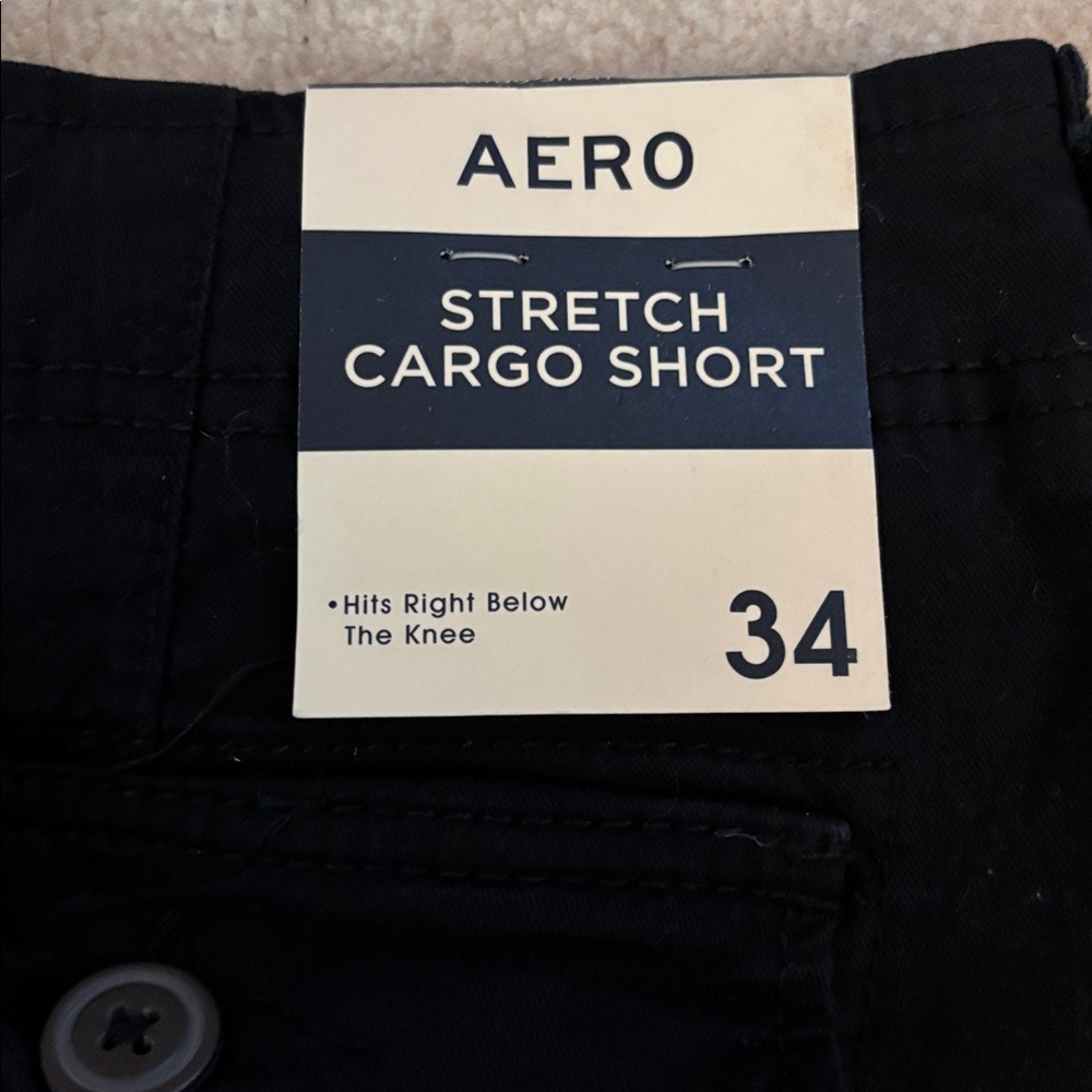 Aeropostale men’s stretch cargo shirt size 34 NWT black above the knee